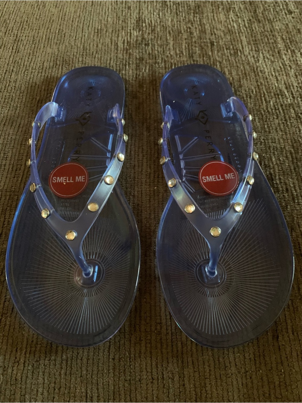 Katy Perry Clear Blue Jelly Stud Thong Sandals - Picture 2 of 7